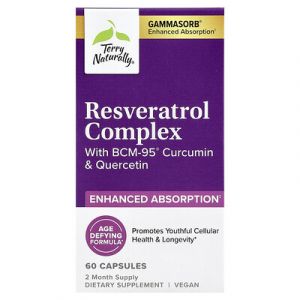 Terry Naturally, Complexe de resv&eacute;ratrol avec curcumine et querc&eacute;tine BCM-95&reg;, 60 capsules