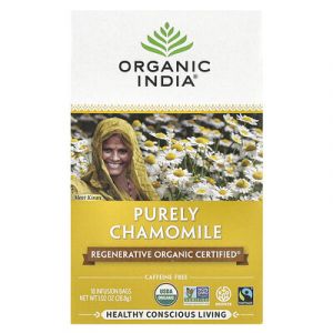 Organic India, Thé à la camomille pure, Sans caféine, 18 sachets d'infusion, 28,8 g