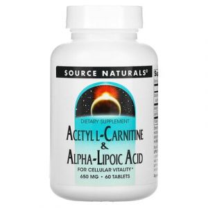 Source Naturals, Ac&eacute;tyl-L-carnitine et acide alpha-lipo&iuml;que, 650&nbsp;mg, 60&nbsp;comprim&eacute;s