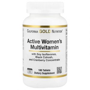 California Gold Nutrition, Multivitamines pour femmes actives avec actée à grappe, isoflavones de soja et concentré de canneberge, 180 comprimés
