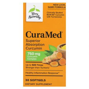 Terry Naturally, CuraMed, Curcumine d'absorption sup&eacute;rieure, 750 mg, 30 capsules &agrave; enveloppe molle