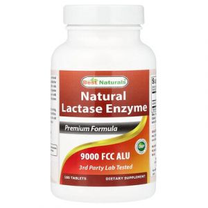 Best Naturals, Enzyme lactase naturelle, 9000 FCC ALU, 180&nbsp;comprim&eacute;s