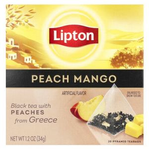 Lipton, Th&eacute; noir &agrave; la p&ecirc;che et &agrave; la mangue, 20 sachets de th&eacute; Pyramide, 34 g