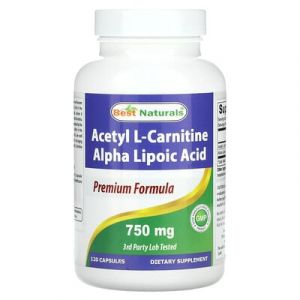 Best Naturals, Acétyl-L-carnitine Acide alpha-lipoïque, 750 mg, 120 capsules