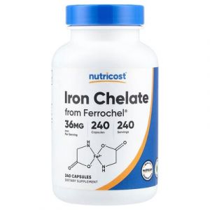 Nutricost, Ch&eacute;late de fer de Ferrochel&reg;, 36 mg, 240 capsules