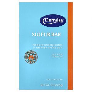 Dermisa, Pain de savon au soufre, Pour peaux grasses, 85 g