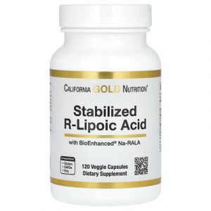 California Gold Nutrition, Acide R-lipoïque stabilisé avec Na-RALA BioEnhanced® et biotine, 120 capsules végétales