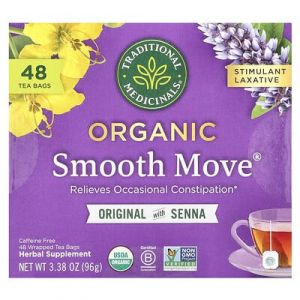 Traditional Medicinals, Smooth Move&reg; biologique, Original au sen&eacute;, Sans caf&eacute;ine, 48 sachets de th&eacute; emball&eacute;s, 96 g