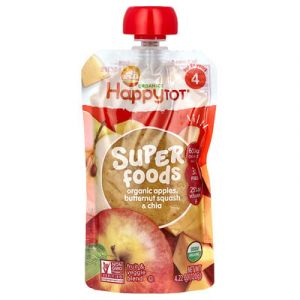 Happy Family Organics, Happy Tot, Superaliments, Pour les enfants de 2 ans et plus, Pommes, courge butternut et chia biologiques, 120 g