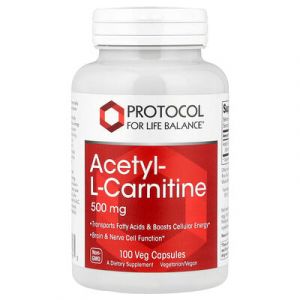Protocol for Life Balance, Acétyl-L-carnitine, 500 mg, 100 capsules végétariennes