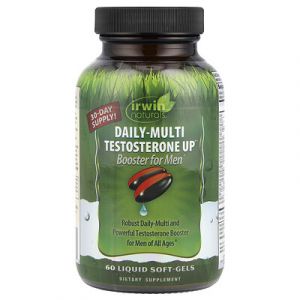 Irwin Naturals, Booster de testostérone Daily-Multi pour homme, 60 capsules liquides à enveloppe molle
