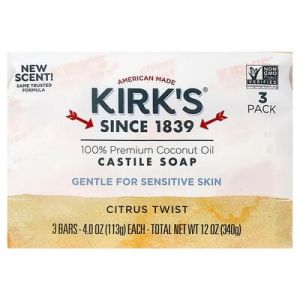 Kirk's, Barre de savon de Castille &agrave; l'huile de noix de coco 100 % premium, Citrus Twist, 3 barres, 113 g pi&egrave;ce