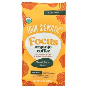 Four Sigmatic, Focus, Café biologique à l'hydne hérisson et au chaga, Café moulu, Torréfaction noire, 283 g