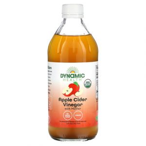 Dynamic Health, Vinaigre de cidre de pomme avec m&egrave;re de vinaigre, verre, 473 ml