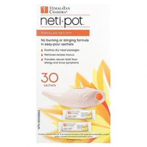 Himalayan Chandra, Neti Pot en porcelaine avec sachets sel Neti, 2,16 g