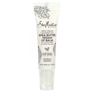SheaMoisture, Baume à lèvres vegan au beurre de karité, au lait de coco et à l'acacia du Sénégal, 100 % huile de noix de coco vierge, 12,2 g