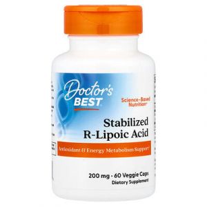 Doctor's Best, Acide R-lipoïque stabilisé, 200 mg, 60 capsules végétales