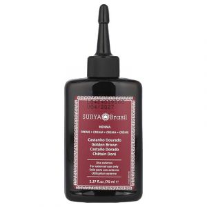Surya Brasil, Crème au henné, Coloration capillaire végane semi-permanente pour couvrir les cheveux blancs et tonique pour cheveux décolorés, Châtain doré, 70 ml