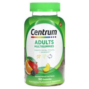 Centrum, Multi-gommes pour adultes, Assortiment de fruits naturels, 180 gommes