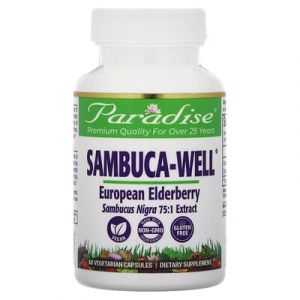 Paradise Herbs, Sambuca-Well, Baie de sureau européen, 250 mg, 60 capsules végétariennes
