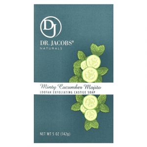Dr. Jacobs Naturals, Barre de savon de Castille exfoliante, Loofah, Mojito au concombre et &agrave; la menthe, 142 g