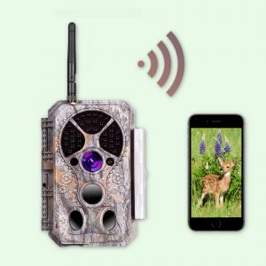 Caméra de Chasse Nocturne WiFi 64MP 1296P, 0.1S Temps de Déclenchement, Détection de Mouvement 120°PIR, IP66 Étanche|A350W Gris
