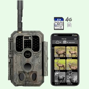 4G LTE Caméra de chasse 48MP 1296P avec carte SIM et 32GB SDCard Nocturne No Glow Invisible Infrarouge Détecteur de Mouvement | A390G Rouge