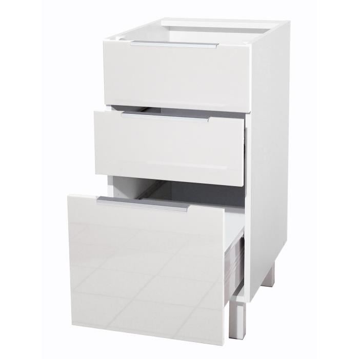 Belenus Caisson bas de cuisine Haute brillance avec 3 tiroirs (40 cm