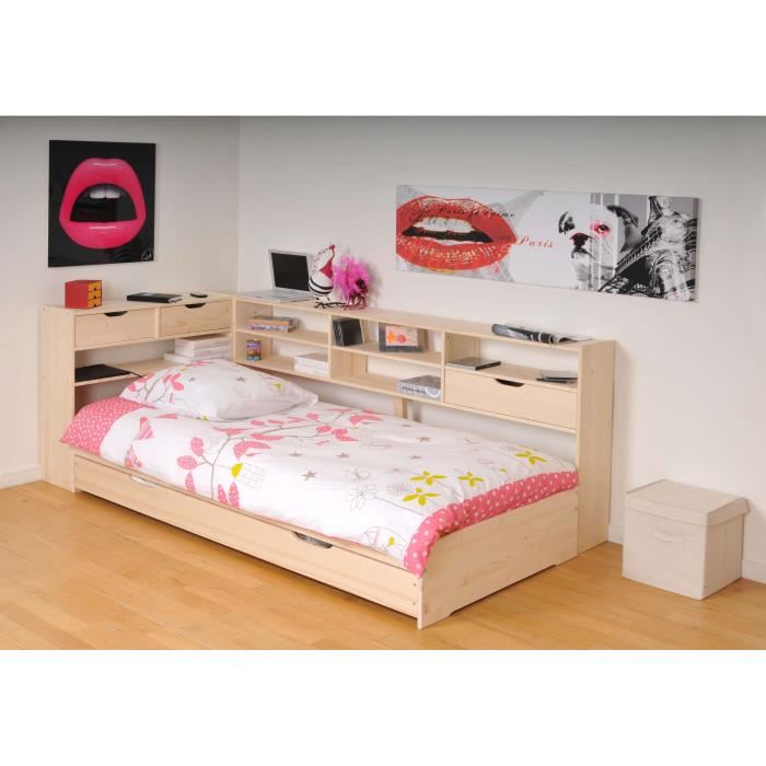 Lit Roller combiné d'angle en sapin (90 x 190 cm ...