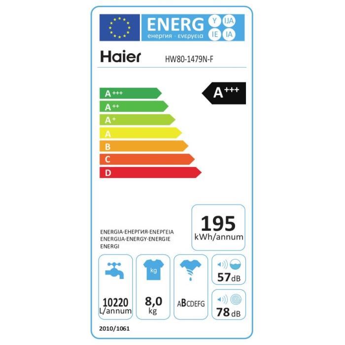 Haier Hw80 1479n F W814n Lave Linge Frontal 8 Kg Comparer Avec