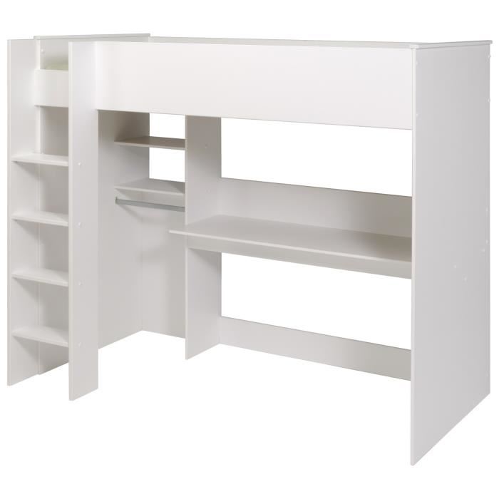 Parisot Lit Mezzanine Swane Avec Bureau Et Etageres 90 X 200 Cm Comparer Avec Touslesprix Com