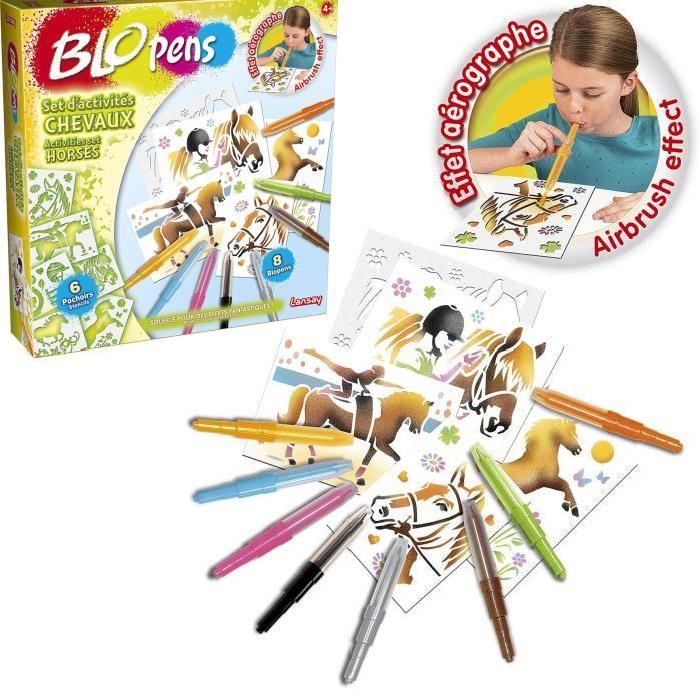 Regalo Educativo 5 Anni Blopens Super Centro Attività - Kit Disegno Per Bambini 5+, 13 Pennarelli Soffiabili, Stencil Regalo Creativo 5 Anni
