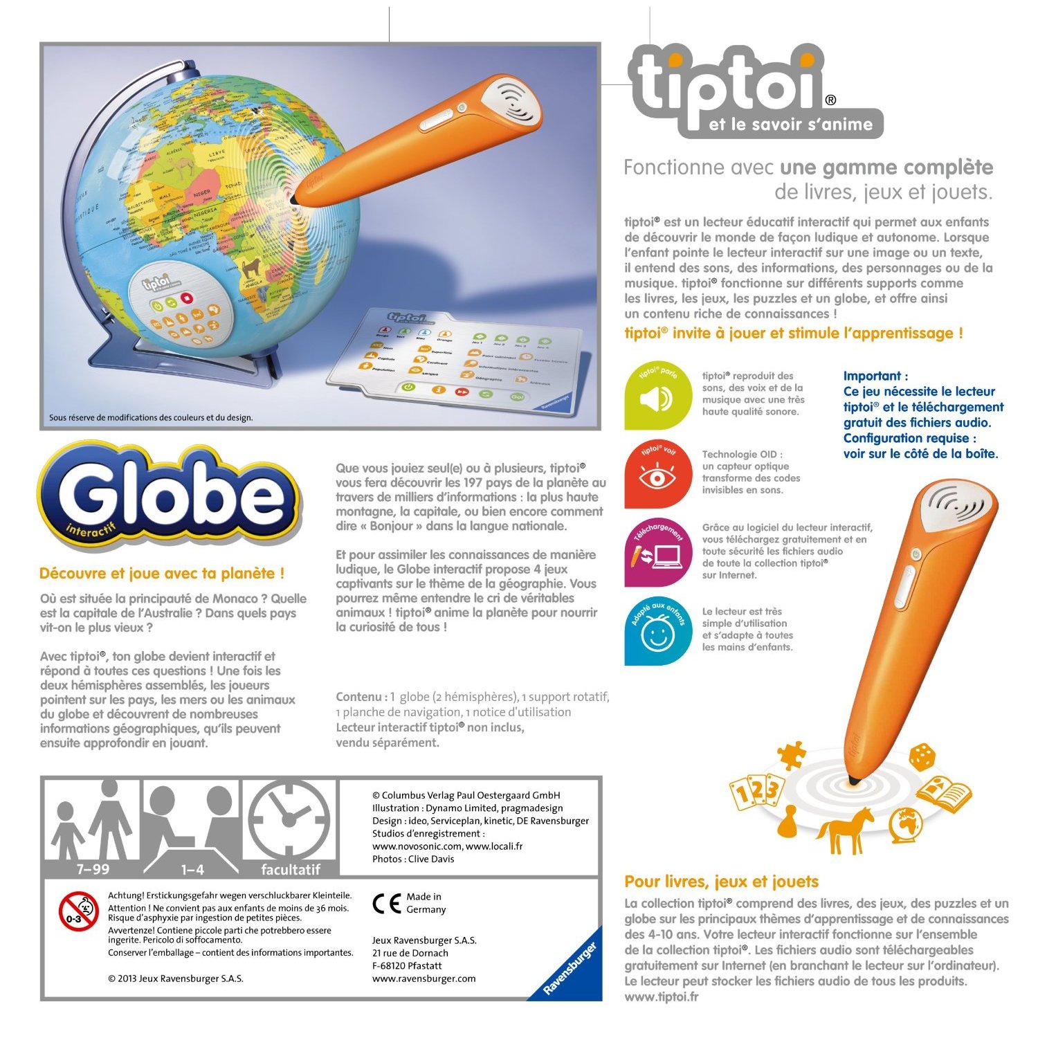 Ravensburger Tiptoi Globe Interactif Comparer Avec Touslesprix