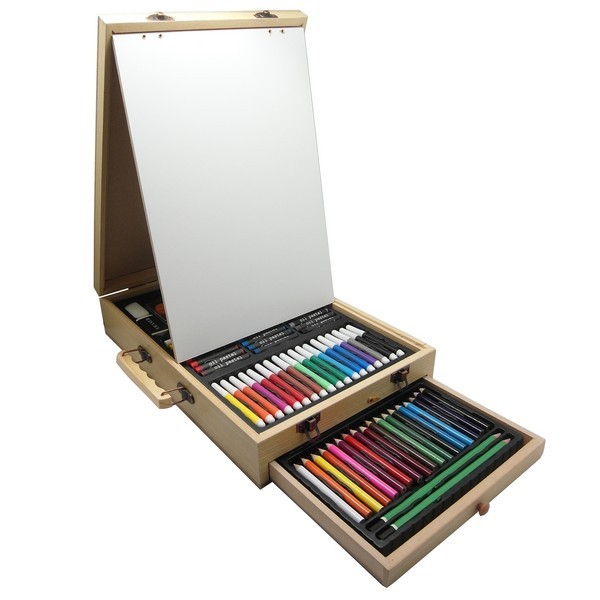 Set de dessin pour enfants, mallette de peinture en bois