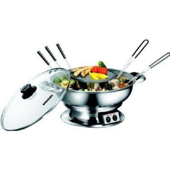 Unold 48746-1950 watts Fondue chinoise électrique tout inox avec grill Unold 48746-1950 watts Fondue chinoise électrique tout inox avec grill
